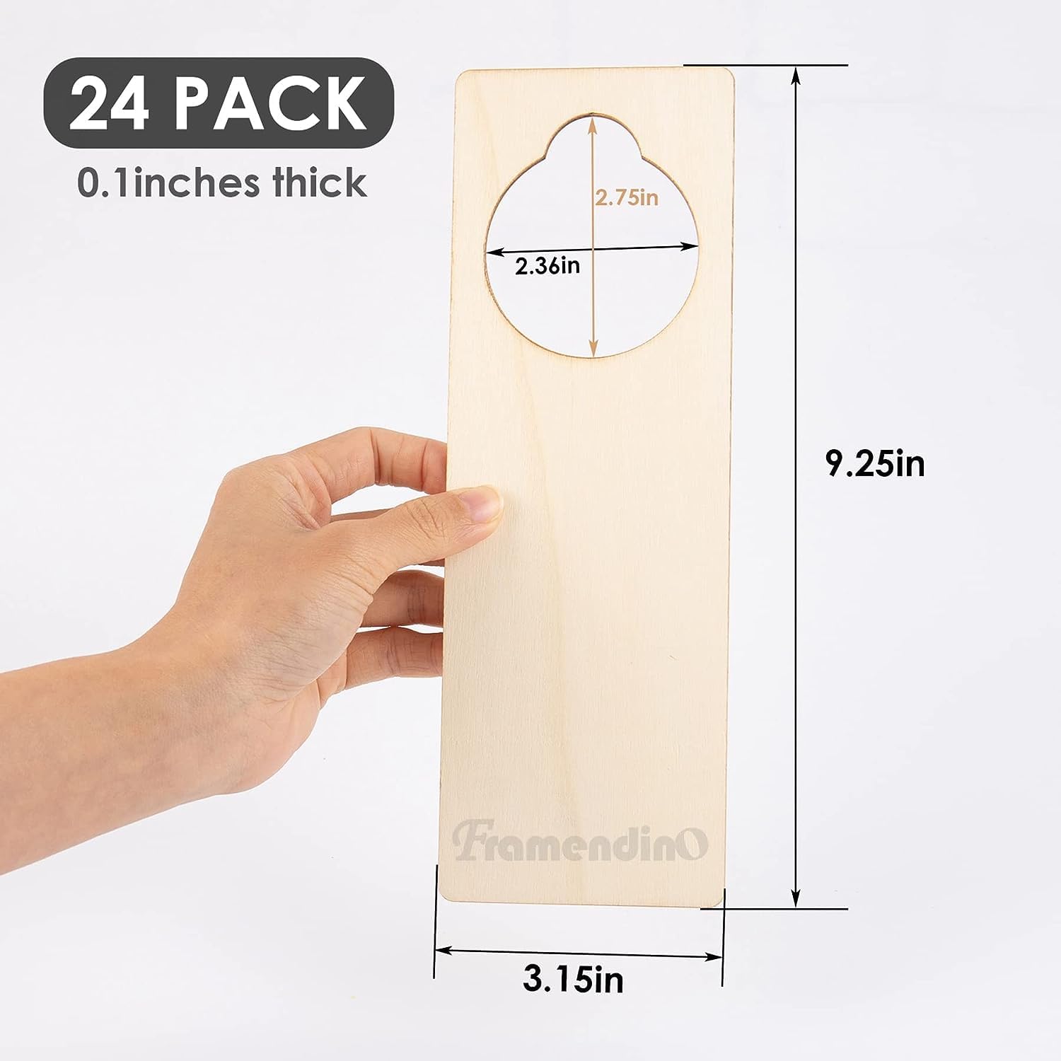 Wooden packaging with dimensions and a hand holding it, labeled '24 Pack'.