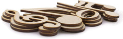 Set of wooden musical notes on a white background
