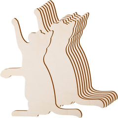 Wooden cat-shaped puzzle with wavy lines on a white background