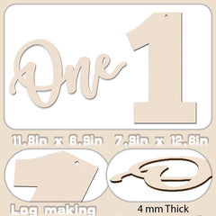 Wooden number 'One' with additional letters on a beige background