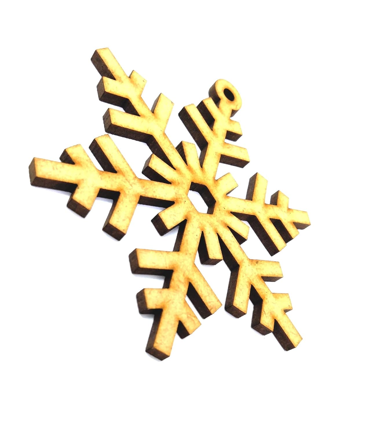 Gold snowflake ornament on a white background