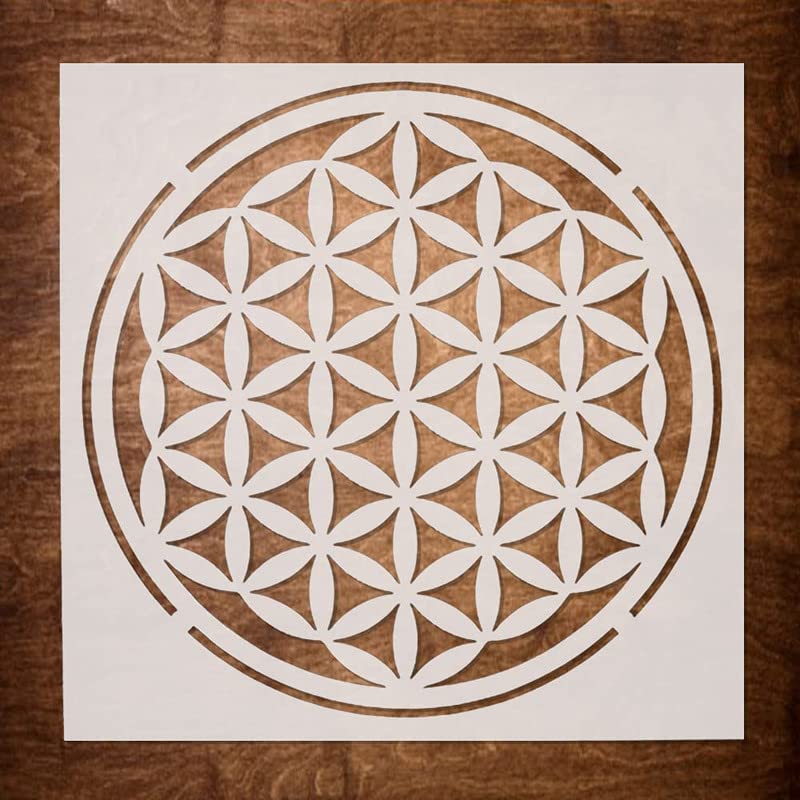 Geometric design on a white card with a brown wooden background