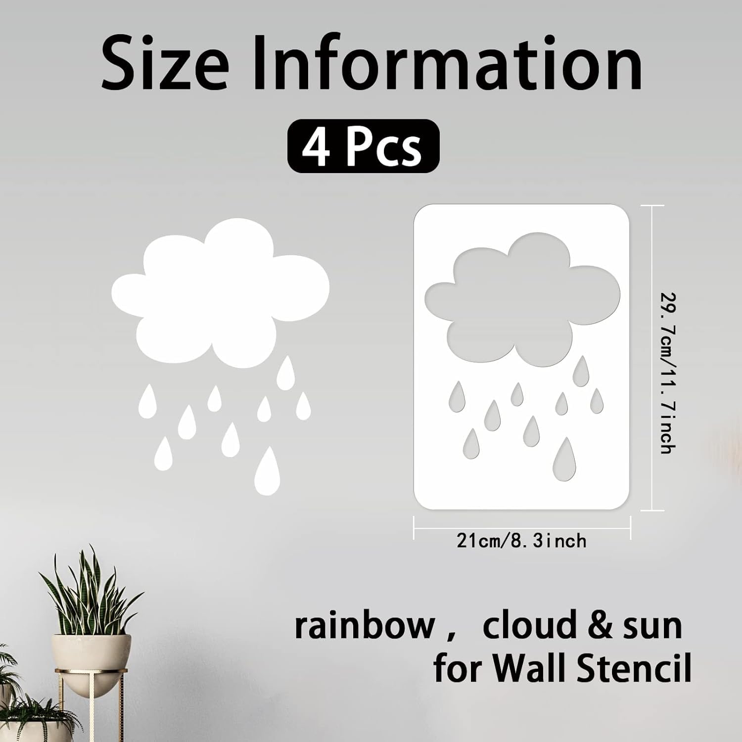 sun cloud rainbow painting stencil