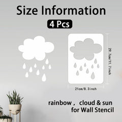 sun cloud rainbow painting stencil