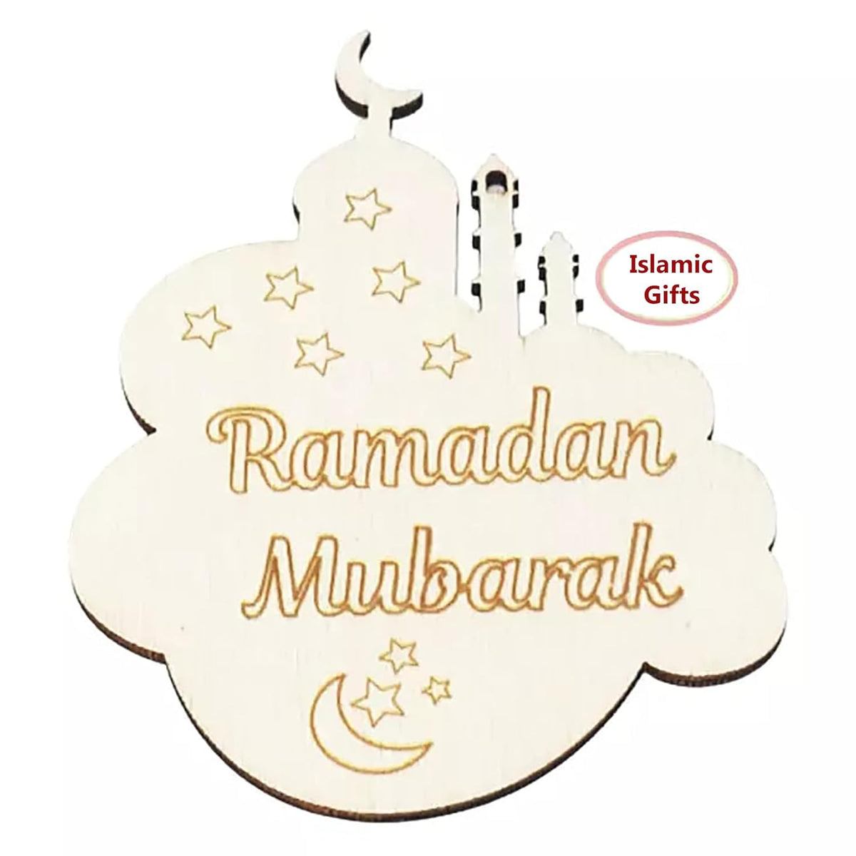 Cliths 10 Pcs Ramadan Mubarak Wooden Cutouts Islamic Home Decor DIY Eid Crafts Crescent Moon Shapes