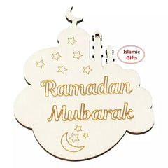 Cliths 10 Pcs Ramadan Mubarak Wooden Cutouts Islamic Home Decor DIY Eid Crafts Crescent Moon Shapes