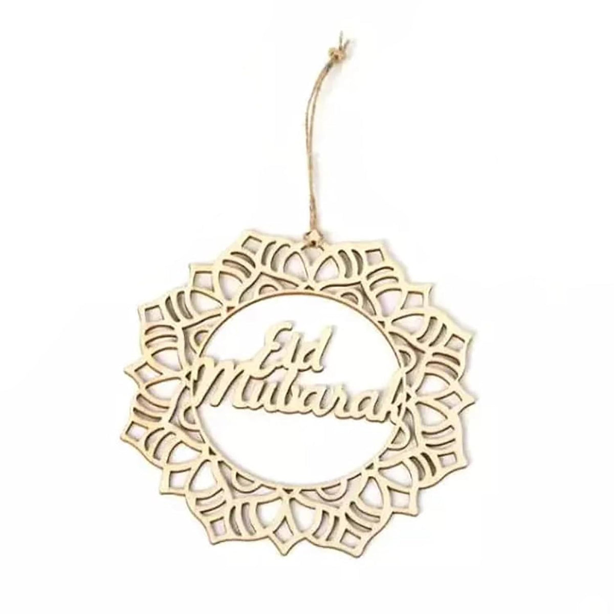 Cliths Wooden Eid Mubarak Decorations Pack of 3 Ramadan Wreath Hanging Islamic Wall Banner for Home Door & Party Decor
