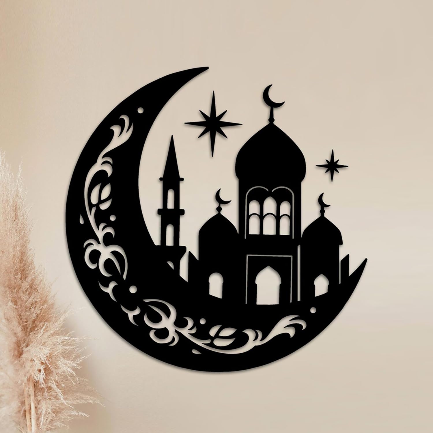 islamic wooden wall art crescent