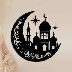 islamic wooden wall art crescent