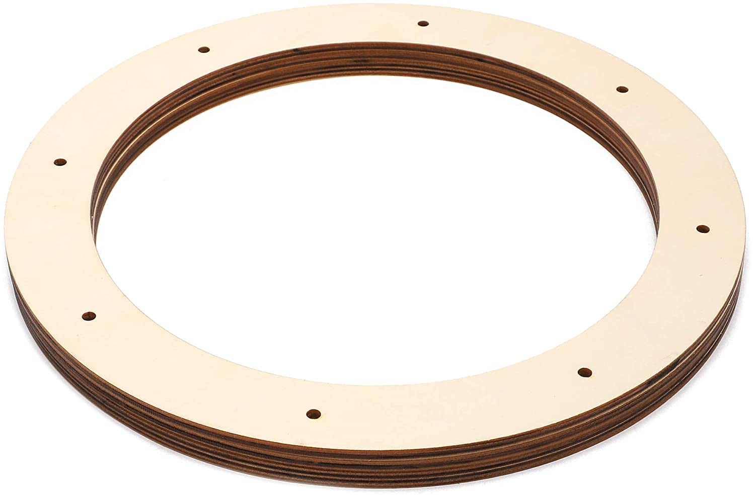 Wooden ring with a white center on a white background