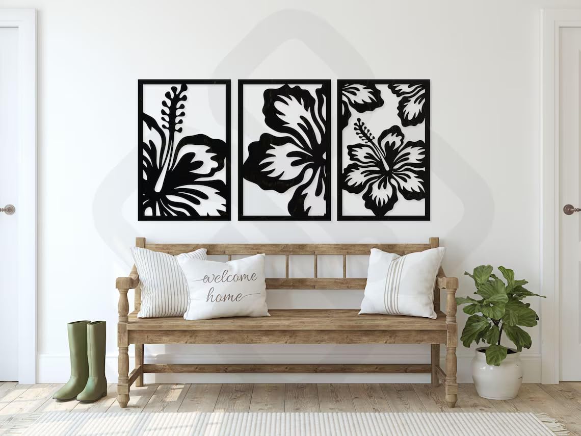 tropical floral wall art for living room