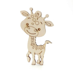 Wooden giraffe toy on a white background