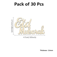 Cliths 30 Pcs Eid Mubarak Wooden Ornaments Ramadan Table Decor Islamic Home Decoration