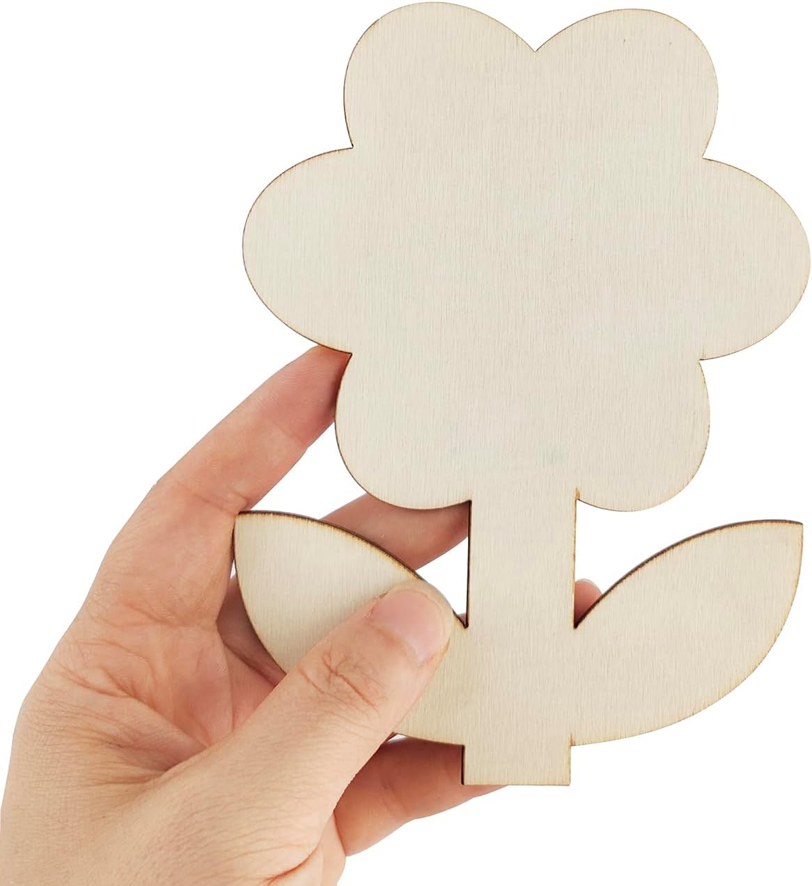 Laser-cut sunflower wood pieces