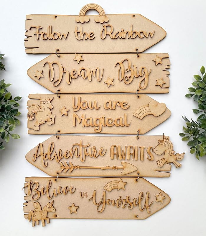 Wooden sign with motivational phrases on a white background