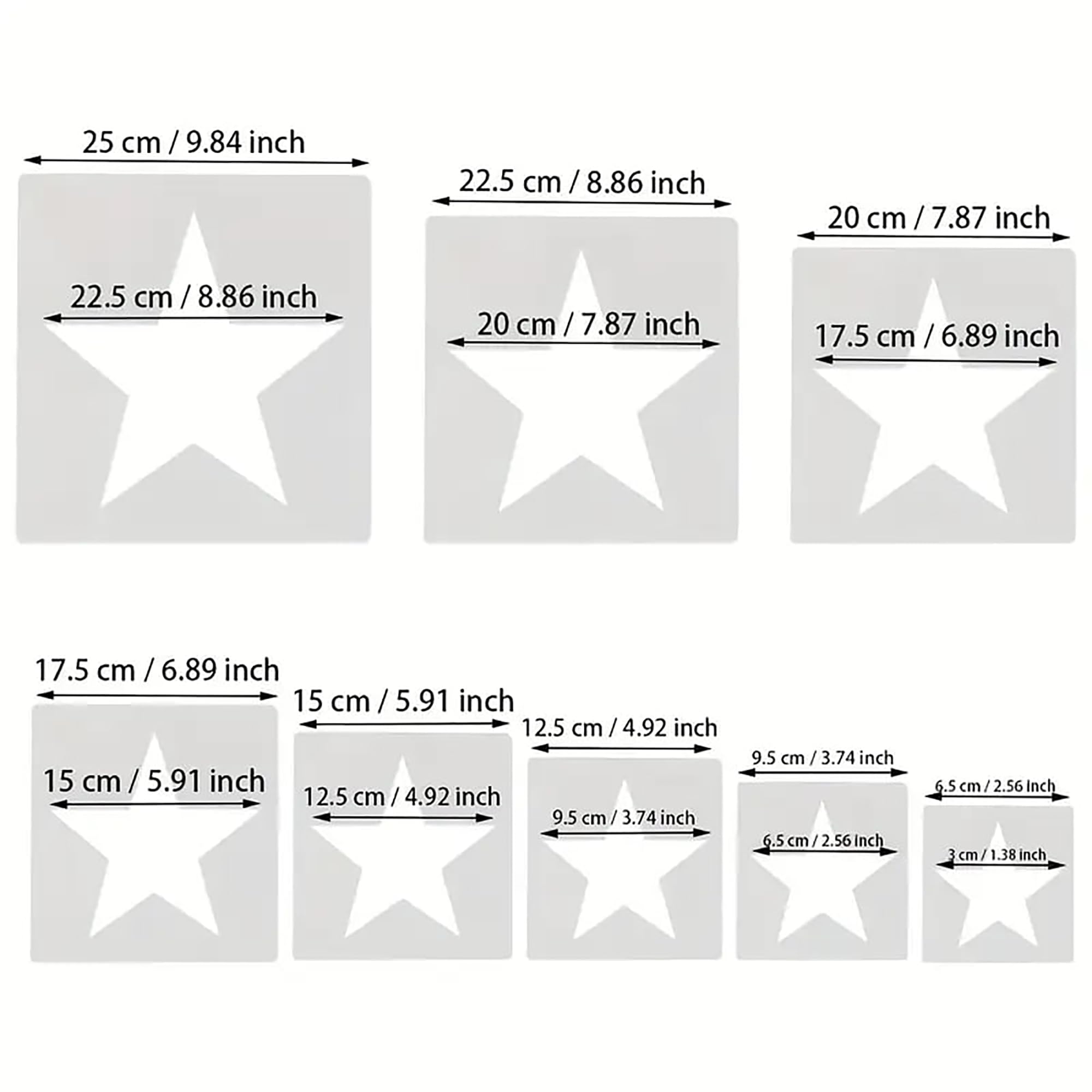 star stencil set 8 pieces