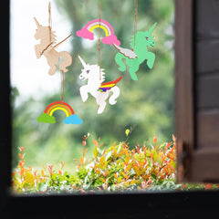 American Elm 9 Pcs Wood Kids Crafts for Kids Crafts Unicorn Craft Rainbow Paint Your Own Sets for Kids Wooden Craft Kits for Kids