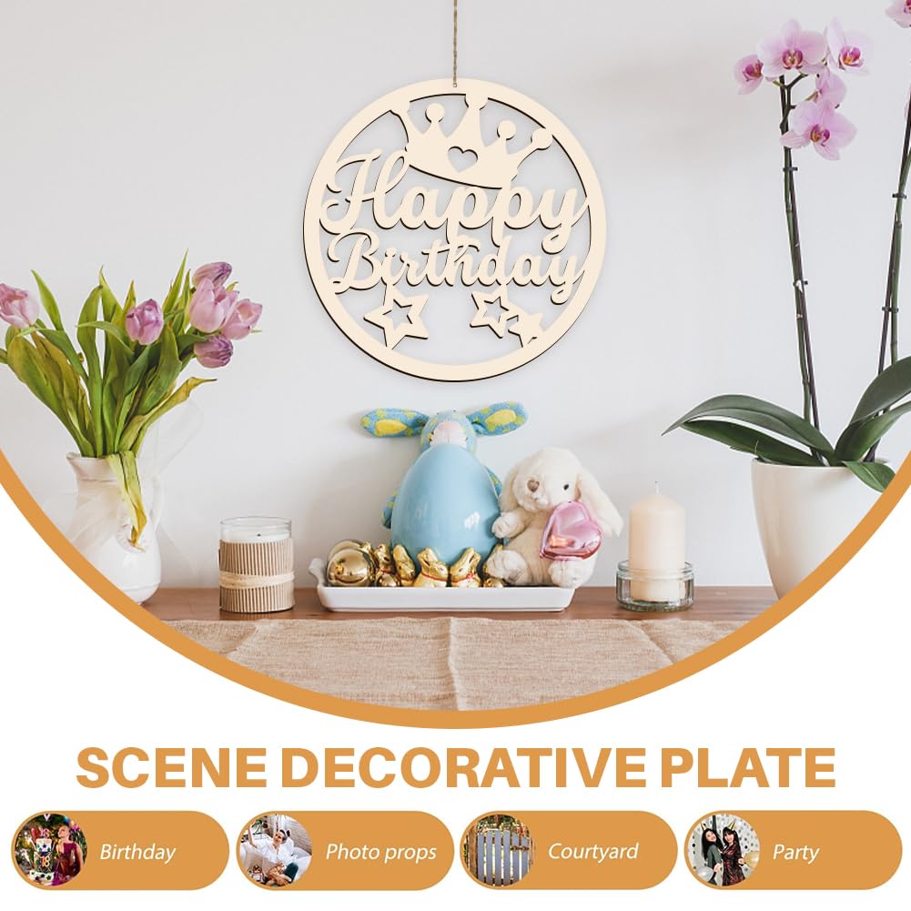 Decorative plate with 'Happy Birthday' text on a table with flowers and candles.
