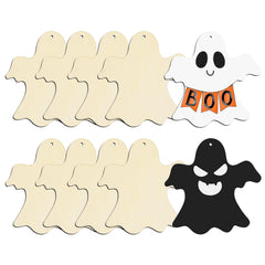 Set of Halloween-themed ghost cutouts with different designs on a white background