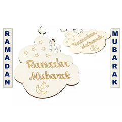 Cliths 10 Pcs Ramadan Mubarak Wooden Cutouts Islamic Home Decor DIY Eid Crafts Crescent Moon Shapes