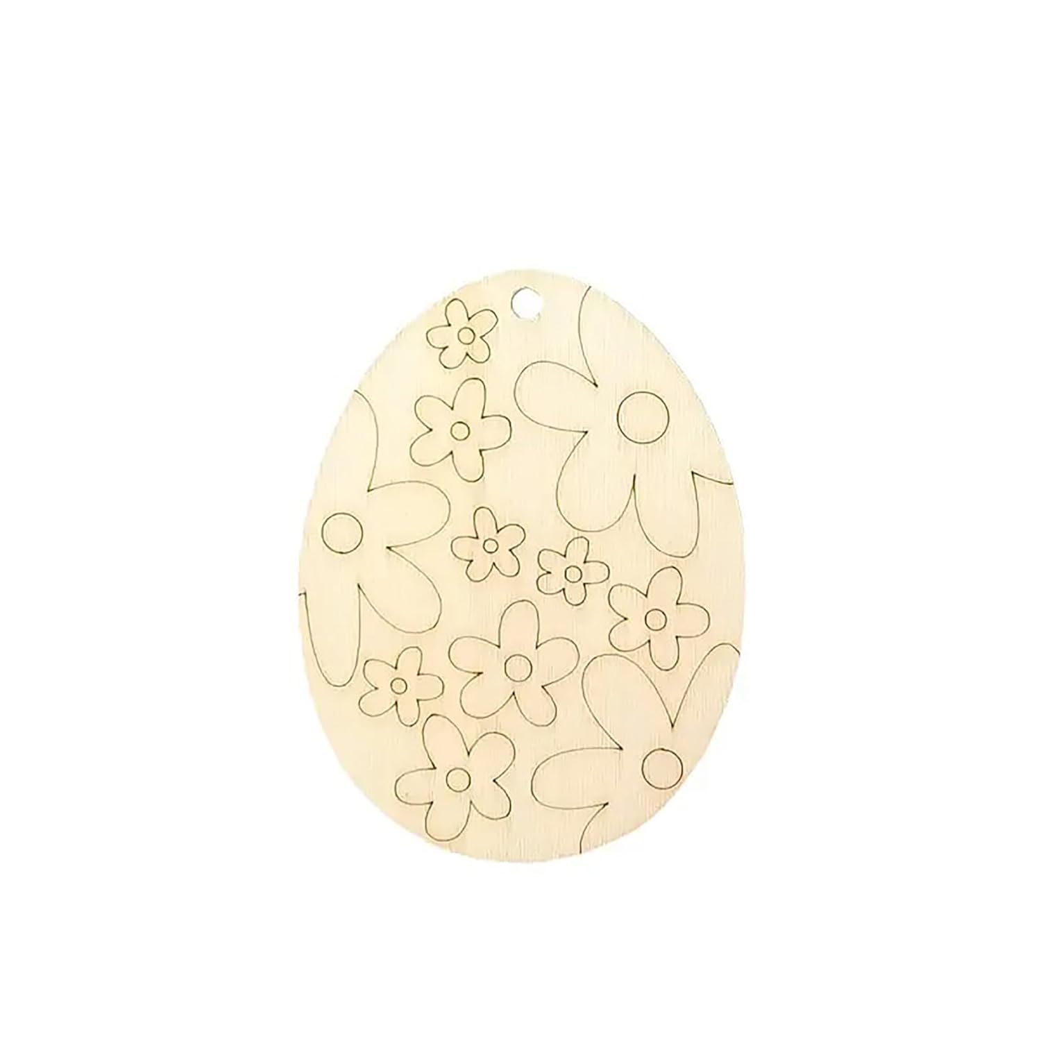 Wooden oval-shaped decorative piece with floral patterns on a white background
