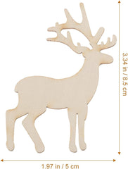 Wooden deer cutout with measurements on a white background
