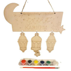 Cliths Ramadan Kareem Craft Kit for KidS DIY Paintable Islamic Lanterns Eid Gifts Children's Activity Wooden Ornaments