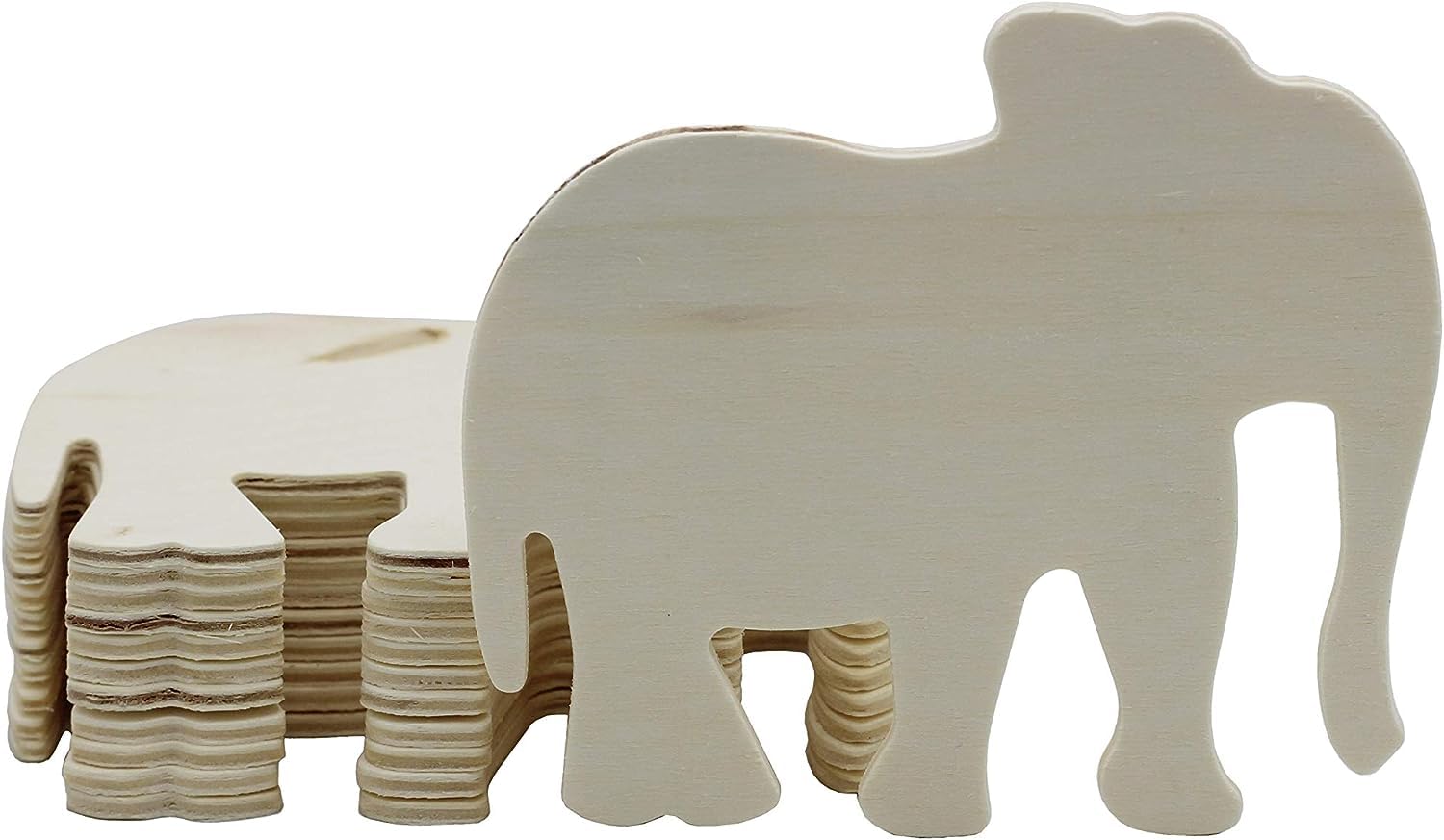 Two beige elephant-shaped objects on a white background