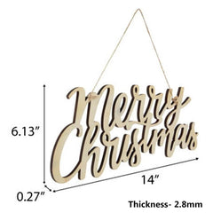 Wooden 'Merry Christmas' sign with measurements on a white background