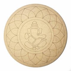 American Elm 2 Pcs Premarked MDF Ganpati Ji, Geometric Engraved Design Mandala for Art and Craft 12 Inch Art Décor