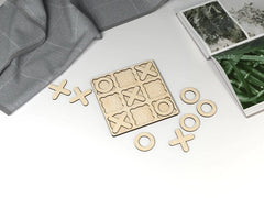 Cliths Wooden Tic Tac Toe Game Classic XO Board Family Puzzle Game with Pine MDF Playing Pieces Toy for Kids