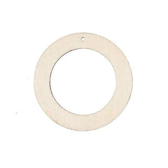 Plain wooden circle with a hole in the center on a white background