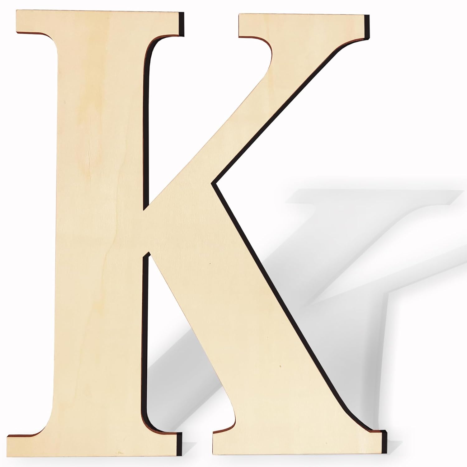 Wooden letter 'K' on a white background