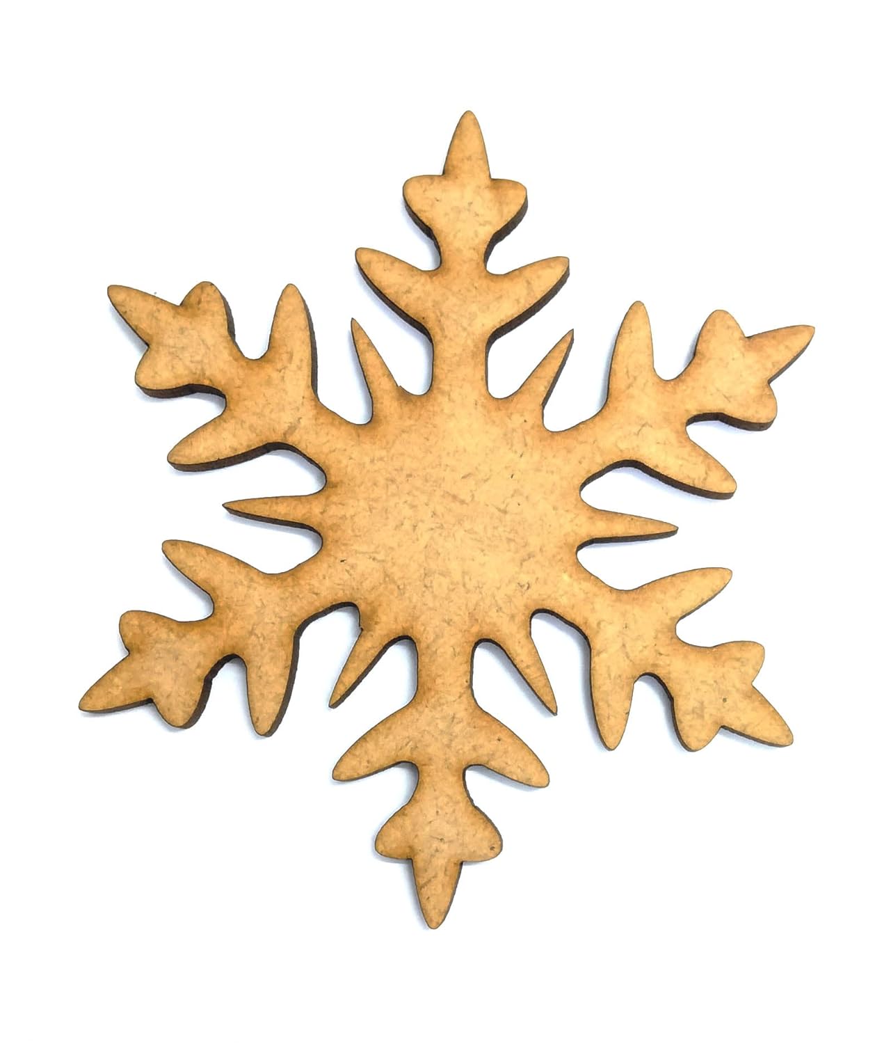 Wooden snowflake cutout on a white background