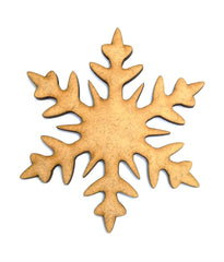 Wooden snowflake cutout on a white background