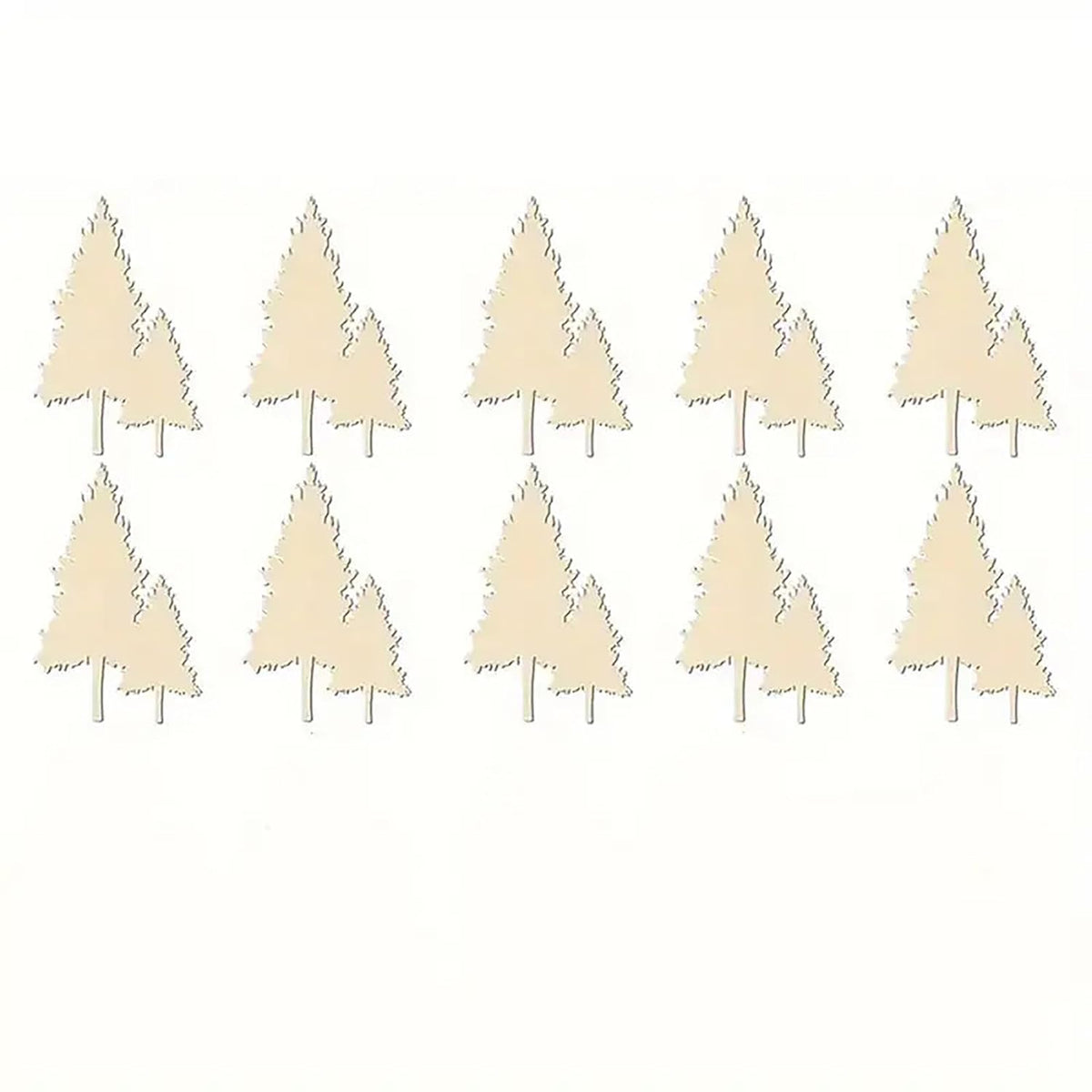 Set of beige paper trees on a white background