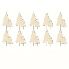 Set of beige paper trees on a white background