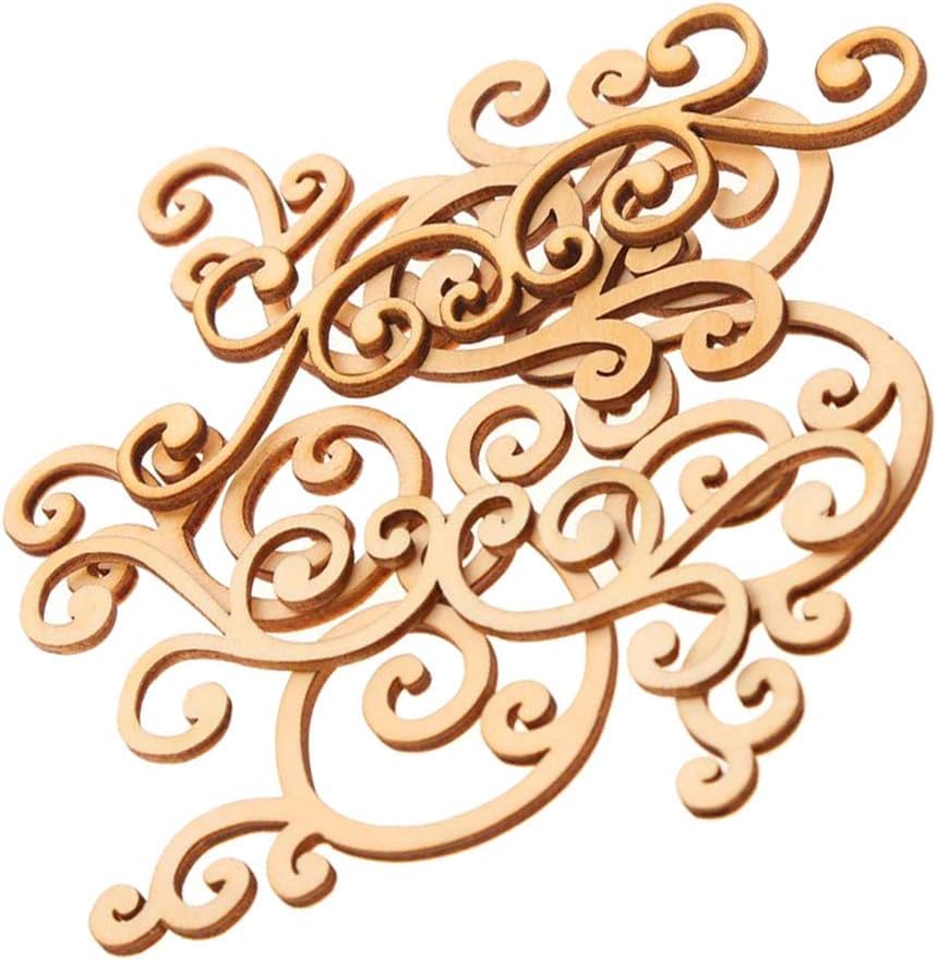 Wooden decorative piece with intricate scroll design on a white background