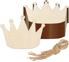 Wooden crown with decorative string on a white background