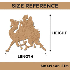 American Elm Pack of 4 Wooden Rajasthani Couple on Camel Pre-Marked MDF Craft Cutouts, DIY Art Projects | Unfinished Wood -10 Inch