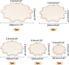 Set of decorative metal dies with measurements on a white background