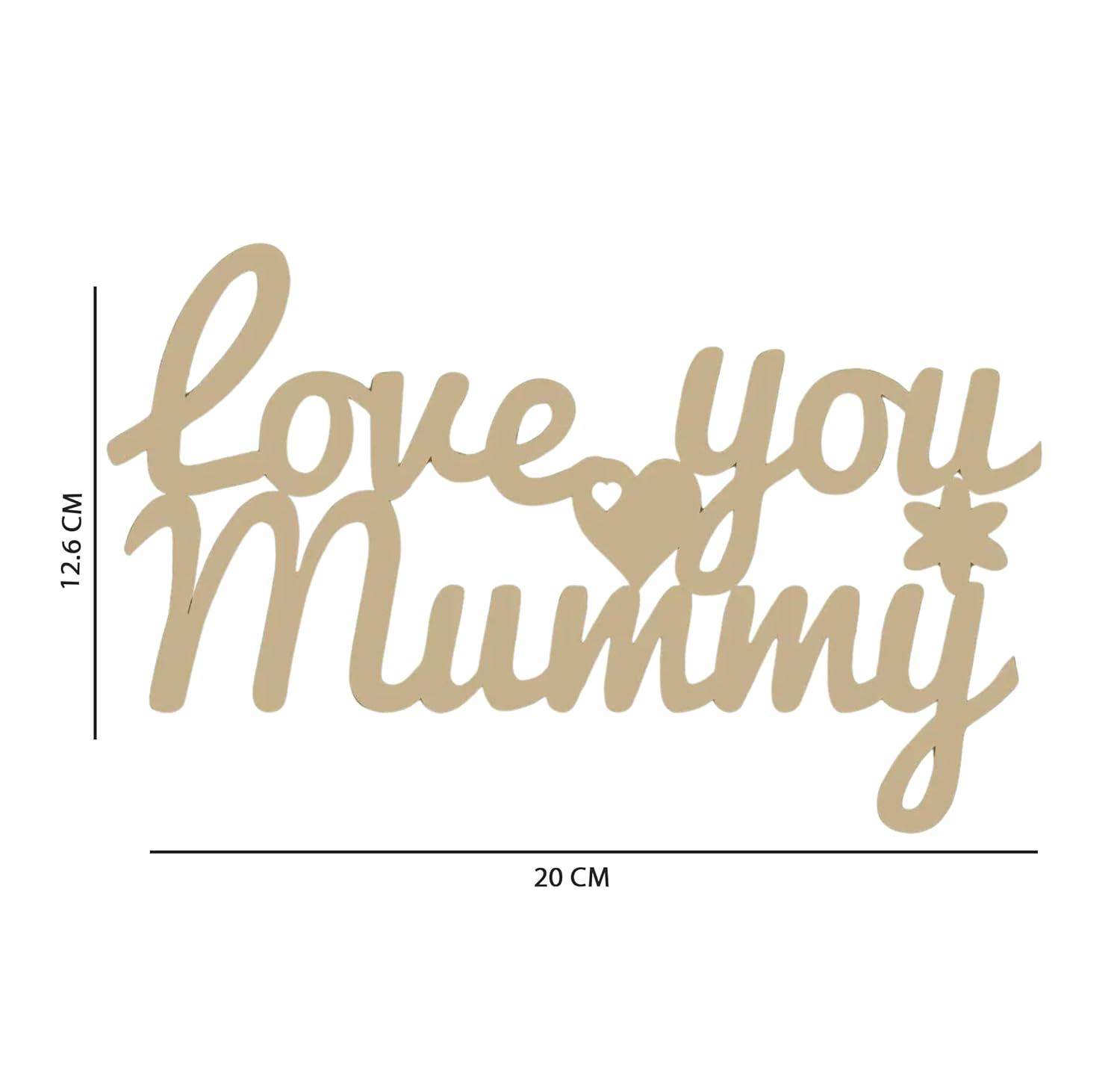 Decorative sign with 'Love you Mummy' text on a white background