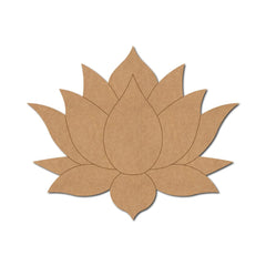 Brown paper cutout of a lotus flower on a white background