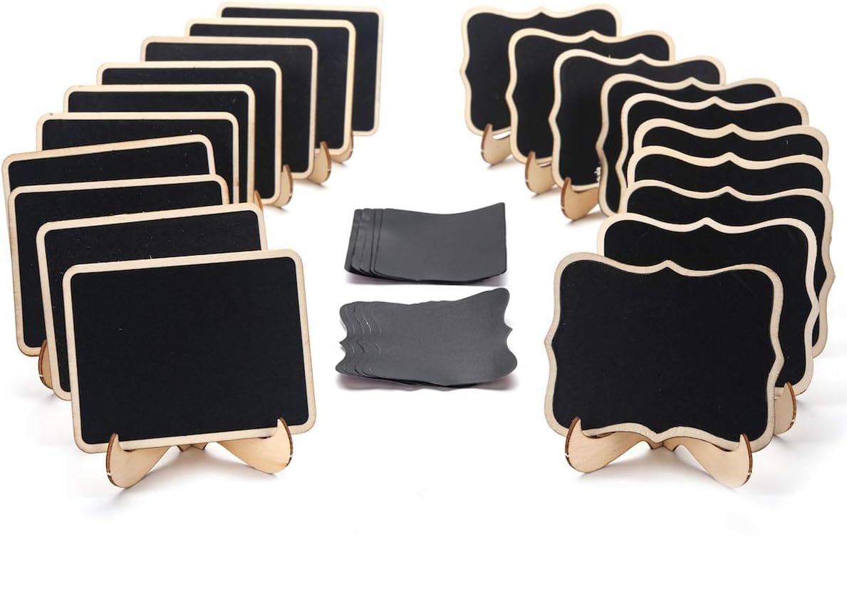 Set of small blackboards with stands on a white background