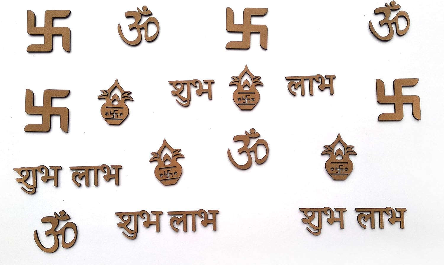 Set of various symbols and text in a decorative style on a white background