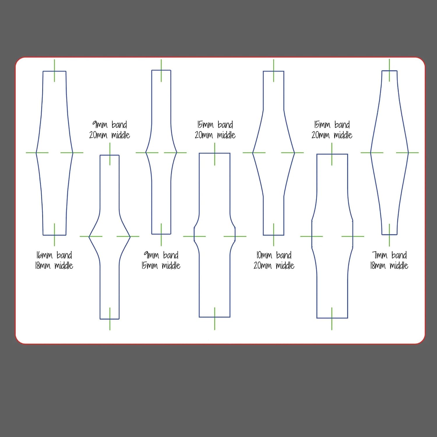Technical drawing of a leg with measurements on a gray background