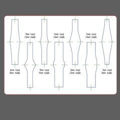 Technical drawing of a leg with measurements on a gray background