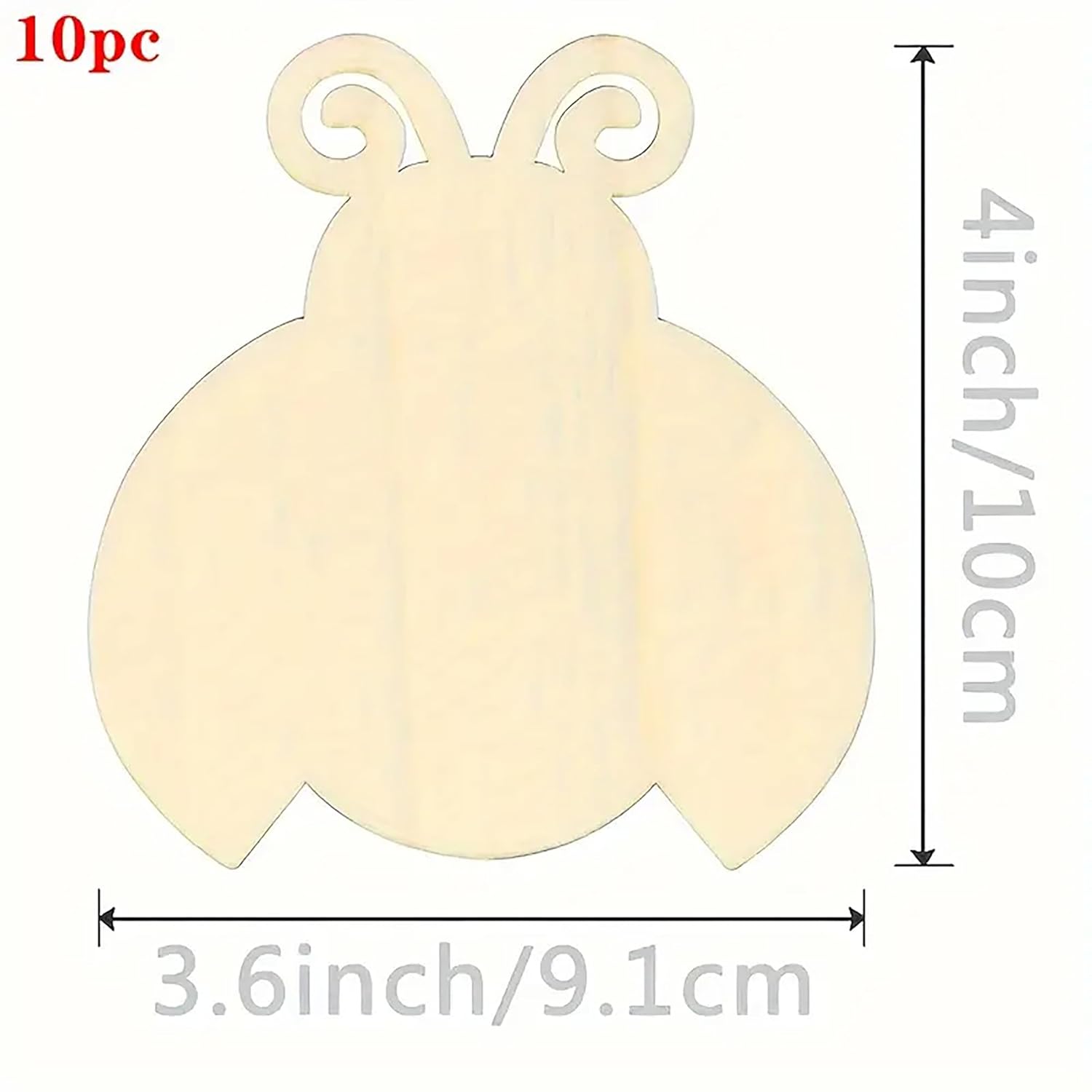 Beige butterfly-shaped cutout with dimensions on a white background