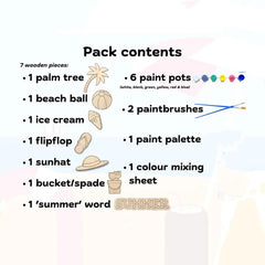 Children's art activity set with wooden beach cutouts