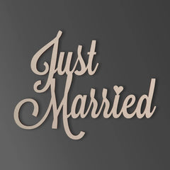 Cliths 'Just Married' Wood Cutout MDF Wedding Sign Photo Booth & Gifts 2.7mm Thick